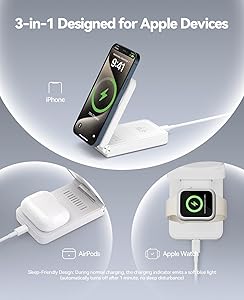3 in 1 Charging Station, 25W Foldable Magnetic Fast Wireless Charger Stand for Apple Multiple Devices, Travel Charger for iPhone 17 16 15 14 13 12 Series Watch AirPods 4/3/2/Pro