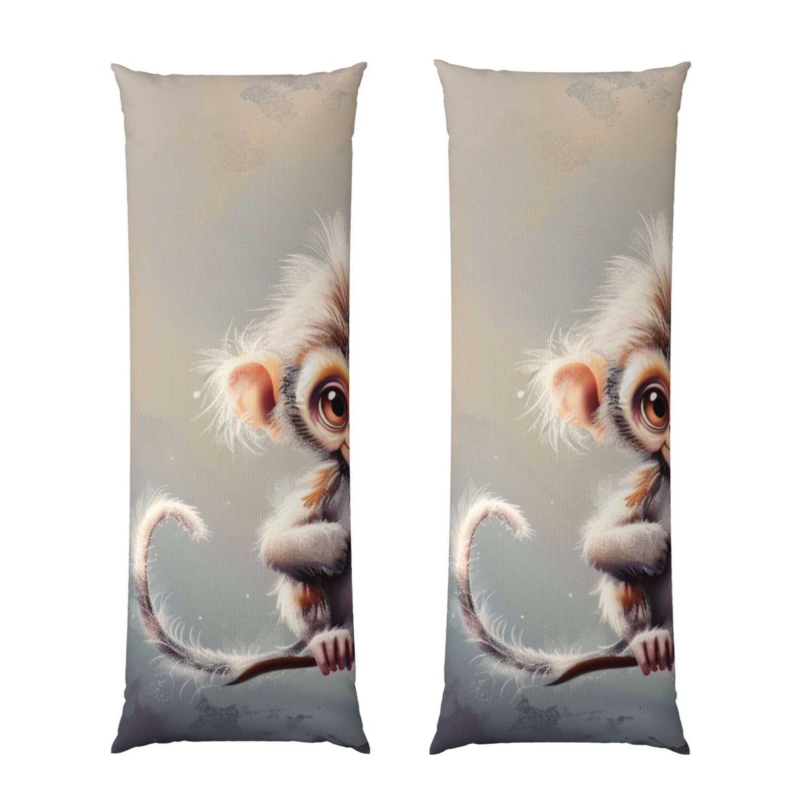 Body Pillow Cover 20x54 Inch, Cute Monkey art Print Long Lumbar Pillow Case with Zipper Long Body Pillowcase Decorative for Bed Sofa Bedroom