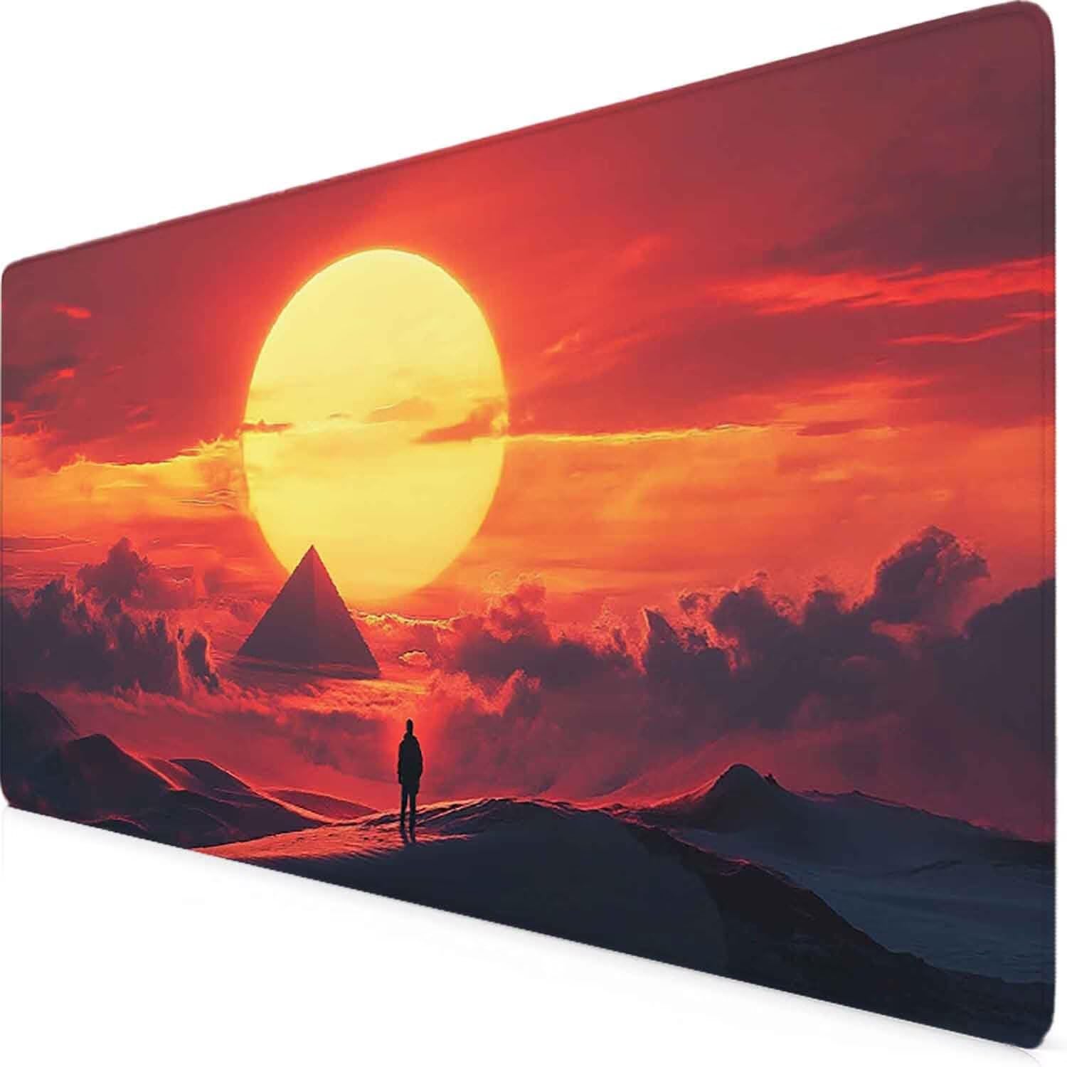 Czerwona podkładka pod mysz z krajobrazem XXL 1200 x 600 mm podkładka pod mysz z przeszytymi krawędziami i antypoślizgową gumową podstawą podkładka pod mysz XXL do komputera, laptopa, akcesoria