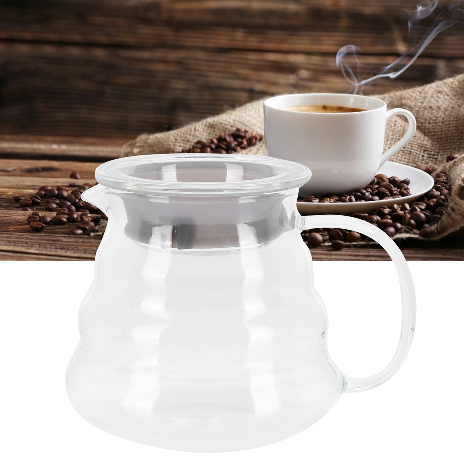 Wakects Szklany Serwis do Kawy, Przezroczysta Karafka do Kawy, Idealna dla Baristów i Użytku Domowego, Gładkie Wykończenie Ułatwiające Czyszczenie, Trwały materiał Szklany, Idealny dla Miłośników