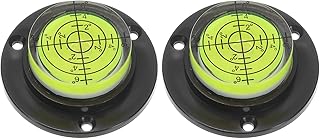 HARFINGTON 2pcs High Precision Horizontal Bubble Level 49x16.5mm Round Bull's-Eye Level Measuring Layout Tools for RV TV Picture Frame Hanging Tool Leveler, Black Green