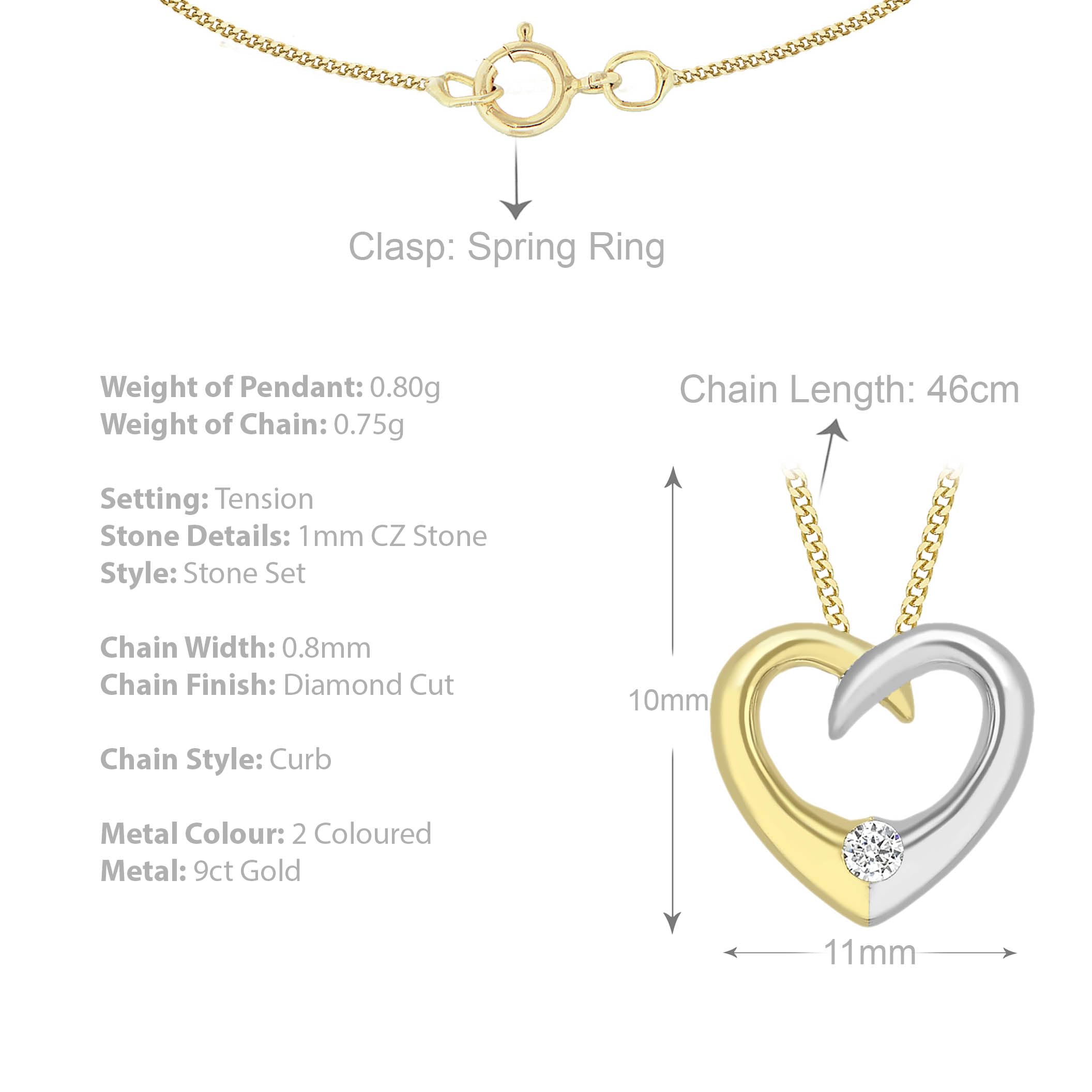 Carissima Collar de mujer con oro bicolor de 9 quilates (375/1000), circonita, 46 cm