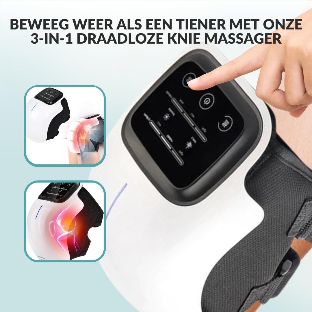 ReliveX Kniemassager Kabelloses Knie-Massagegerät mit Infrarot-Tiefenwärme, Laser-Vibration zur Knieschmerzlinderung