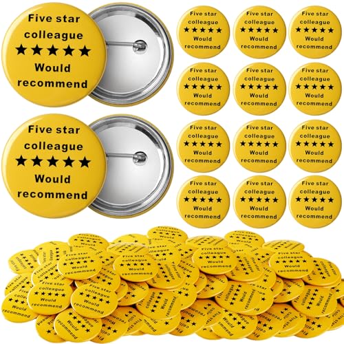 24 Pcs Social Work Month Gifts Five Star Pin Golden Five Star Colleague Pin Would Recommend Thank...