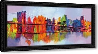 Carter, Brian 24x14 Black Ornate Framed Canvas Art Print Titled: Abstract Manhattan (85_LI5)