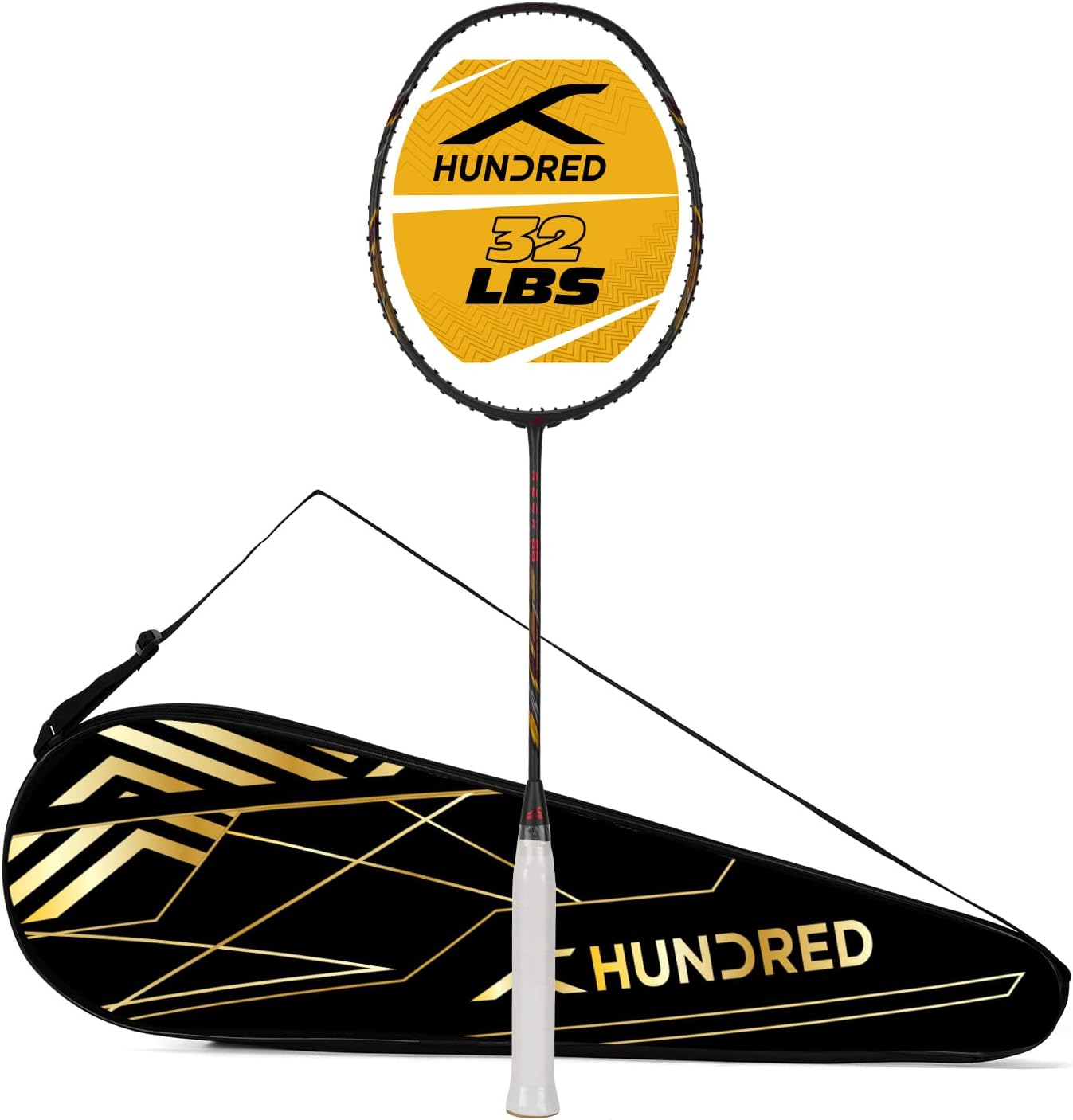 Hundred Rock 88 Badminton Racket with Full Racket Cover | for Intermediate Players | 82 Grams | Maximum String Tension - 32lbs