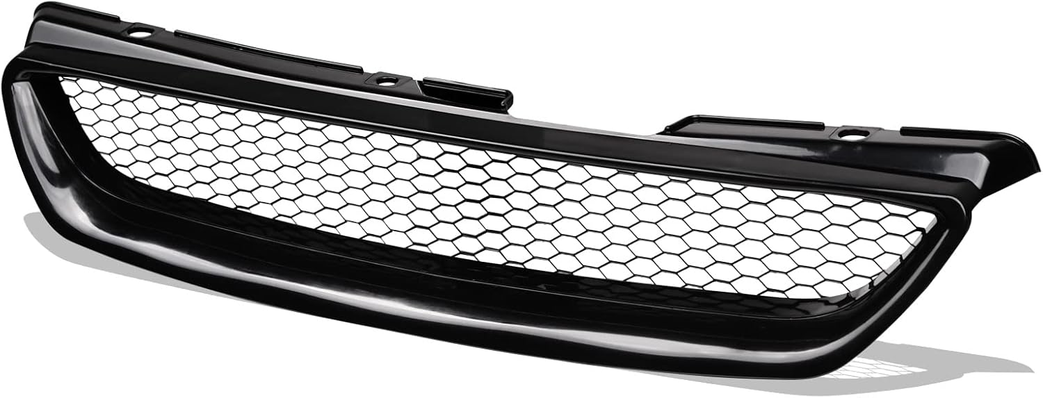 Armordillo Aluminum Honeycomb Mesh Style Front Grille|Compatible With 1998-2002 Honda Accord 2 Door Coupe|8741023|Piano Black|Front Hood Bumper Grille
