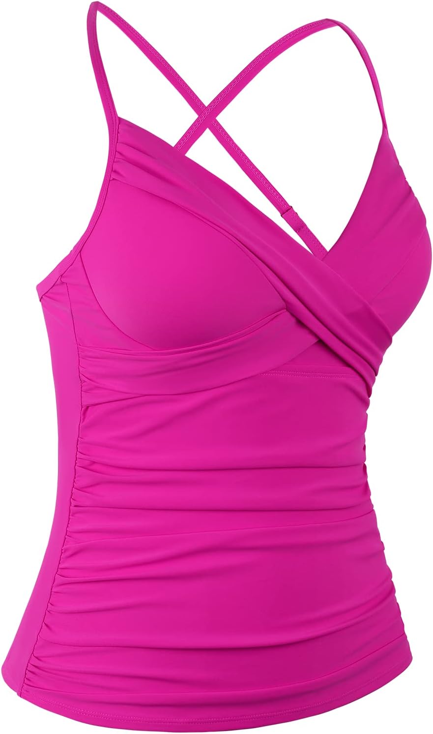 Firpearl Underwire Tankini Swimsuits for Women Twist V Neck Swim Top for Big Busted Tummy Control Bathing Suit Tops Only - Image 3