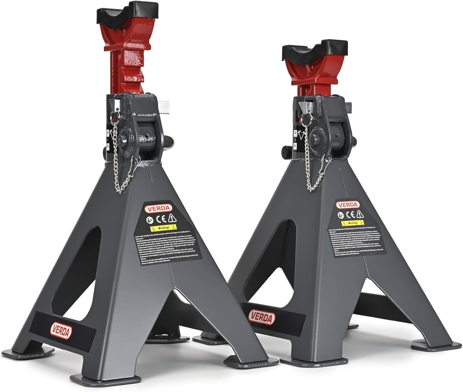 Lot de 2 chandelles de Levage renforcées 6T, Hauteur réglable 410–600 mm, avec goupille de sécurité, Supports en Acier pour Voiture, Atelier, Changement de pneus, Usage Professionnel