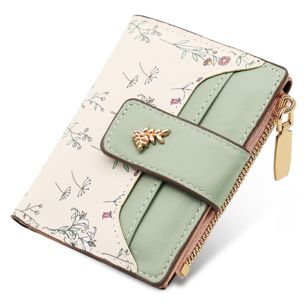 Small Wallets for Women RFID Blocking Leather Bifold Zipper Pocket Wallet Credit Card Holder with ID Window-image-7