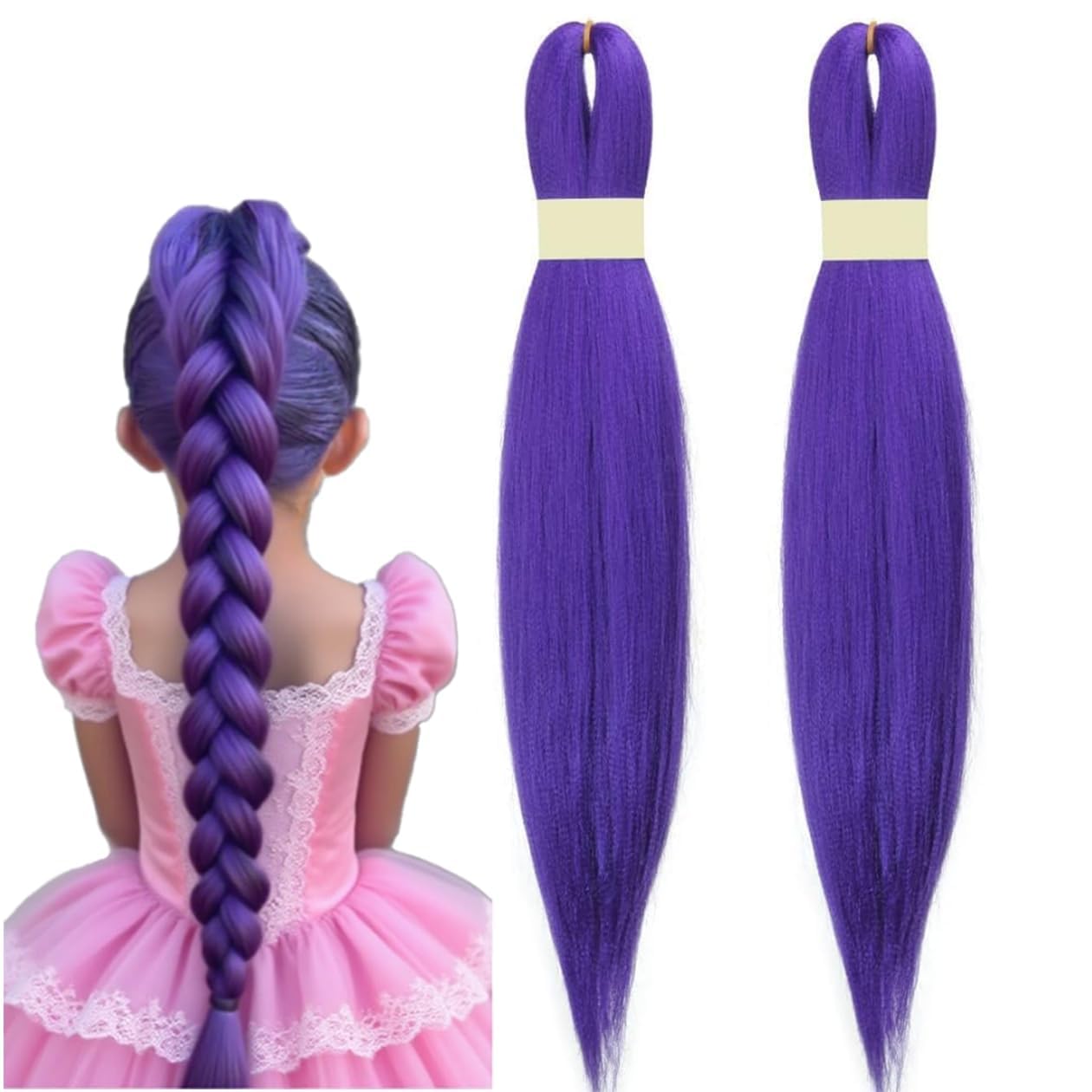2 Pcs Dreadlocks Hair Extensions, Purple Braids Extensions Hair for Cosplay, Stage Performances, Themed Parties-image-47
