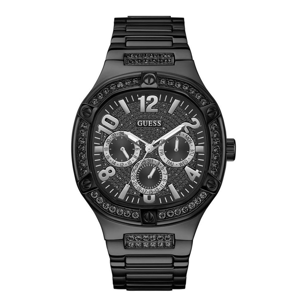 GUESS Stainless Steel Men 46Mm Analog Watch - Black Strap Black Dial Black Case, Black, Black Band (B0C1ZQYSPF) Amazon Price History, Amazon Price Tracker