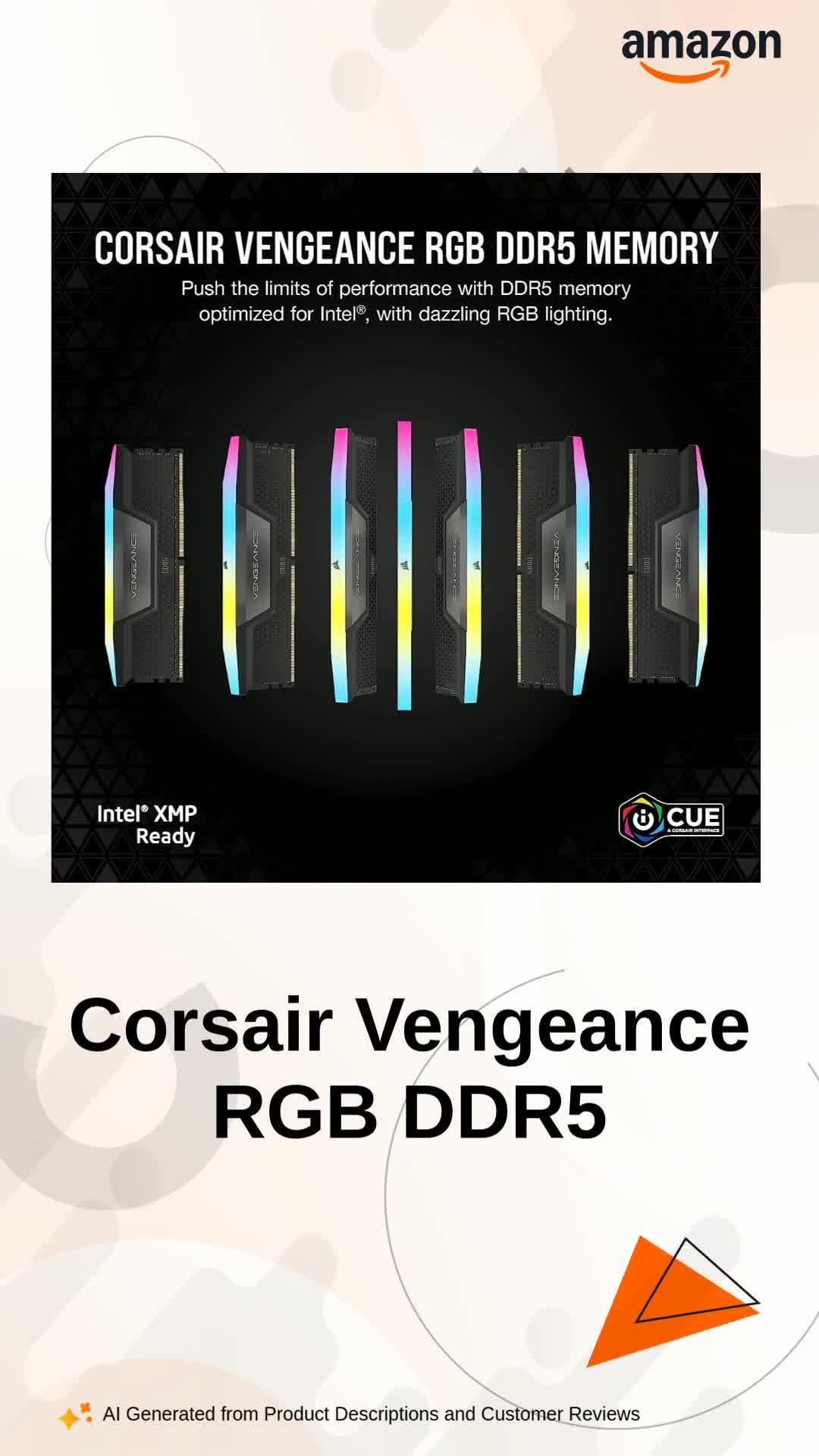 CORSAIR Vengeance RGB DDR5 RAM 32GB (2x16GB) 7200MHz CL34