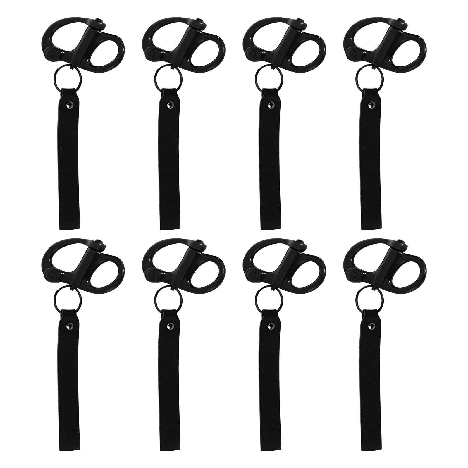 HSOKEW 8pcs Quick Release Shackle with Leather Handle for SCBA Mask, Firefighter Accessories Marine Grade 316 Stainless Steel Fixed Snap Shackle Lanyard Sailing Rigging Shackle, Boat Buckle