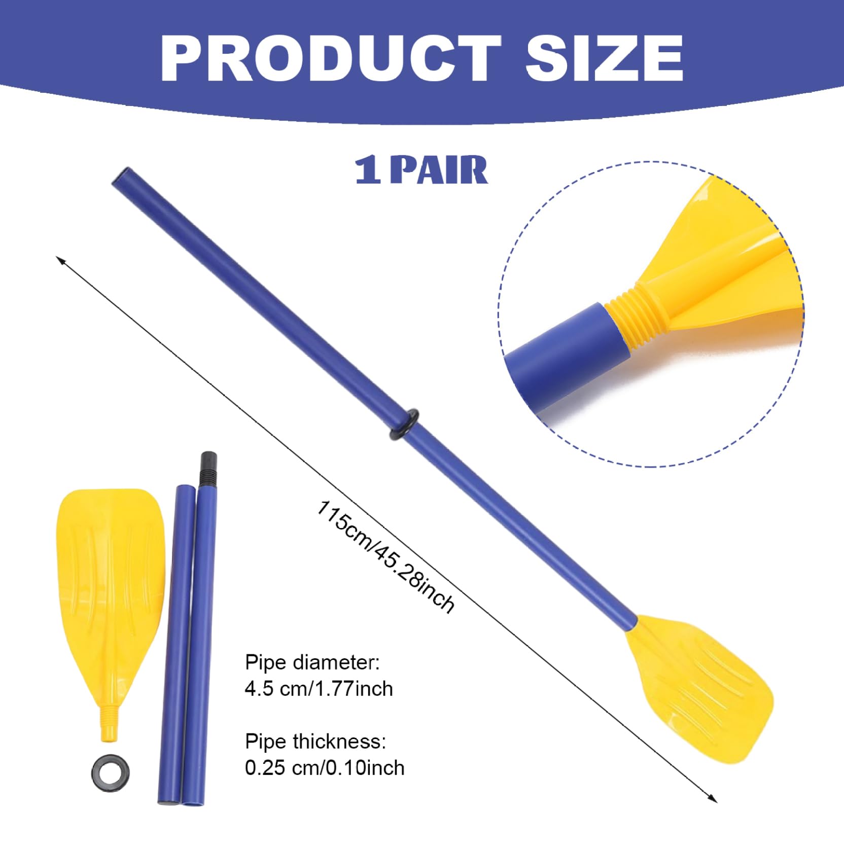 Lot de 2 rames de Bateau Amovibles et Pliables 114, 3 cm, pagaies Kayak Portables, rames en Plastique légères pour Bateau Gonflable, pêche, Voyage en Plein air