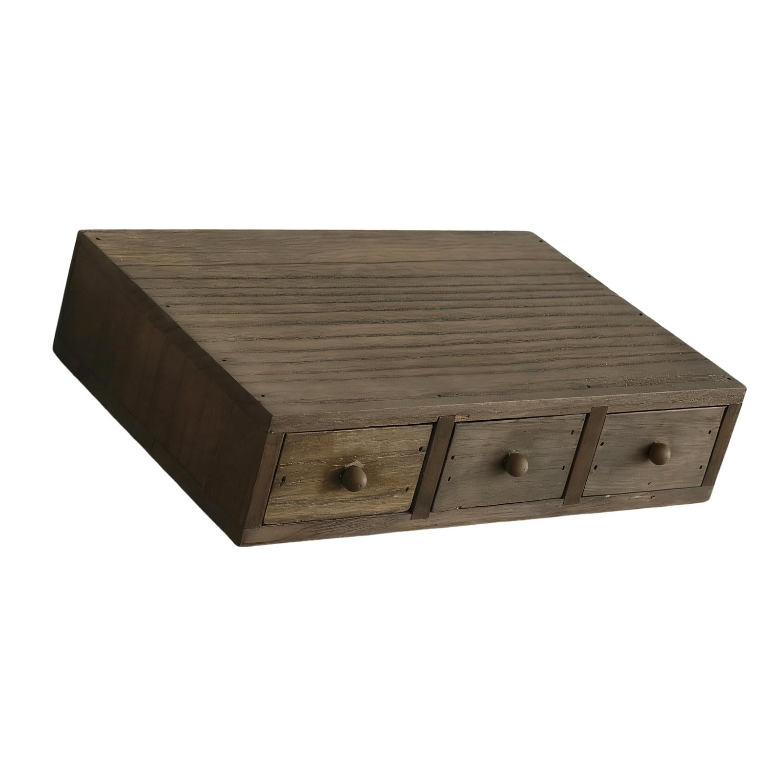 Bbajszx Wood Desk Box with Multiple Compartments Practical Wooden Desktop Organiser for Bookshelf or Countertop Display Wooden Desktop Planner
