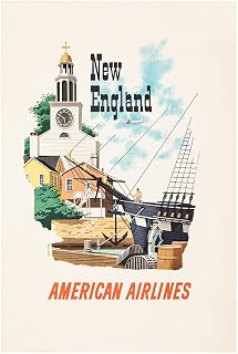 American Airlines - New England - Boston - Vintage Airline Travel Poster-12 x 18 Inches
