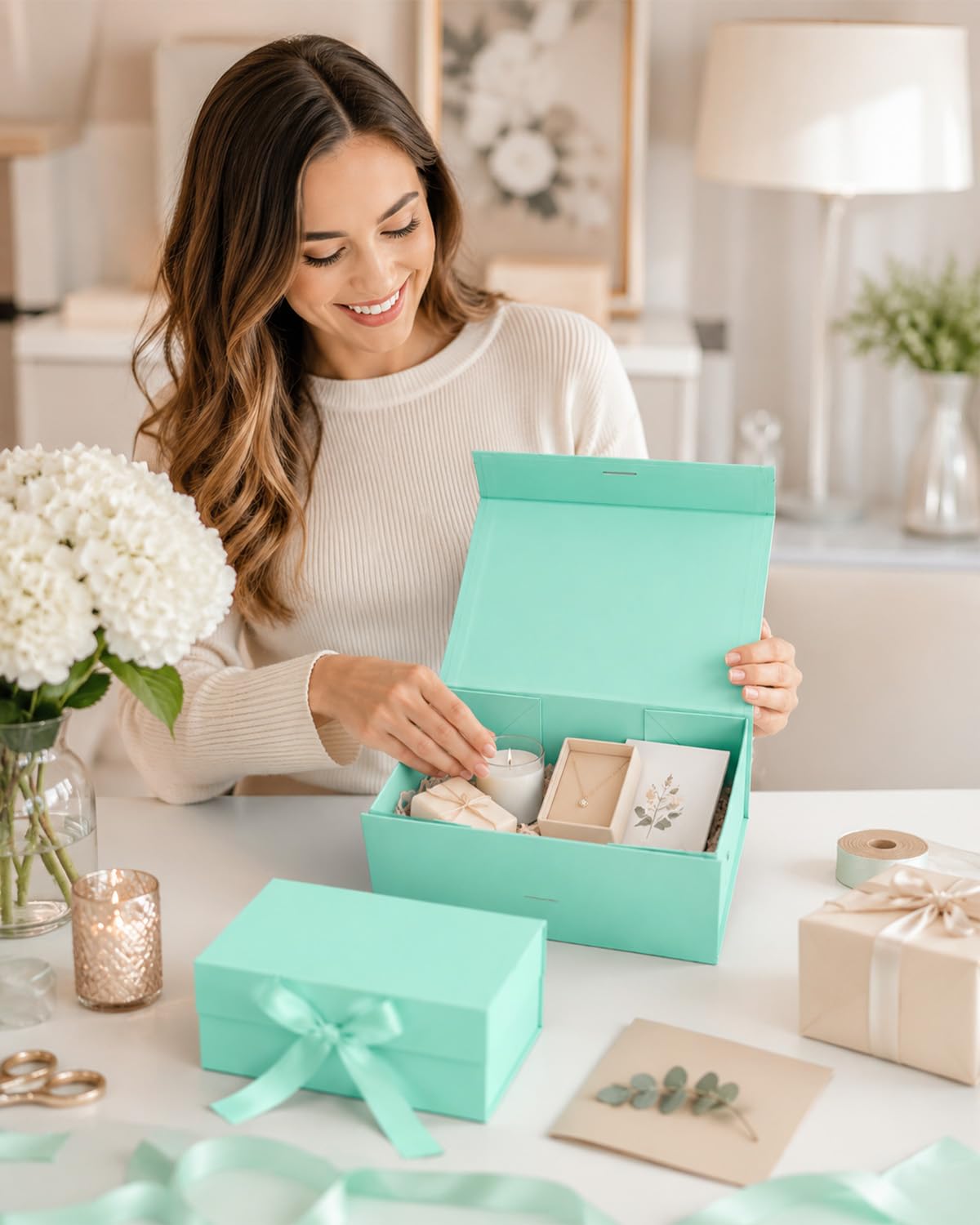 Scatole regalo, confezione da 5 scatole regalo magnetiche per damigella d'onore, scatole regalo con coperchio, grandi scatole regalo per matrimoni, confezioni regalo, compleanni, feste, Natale, 25 x