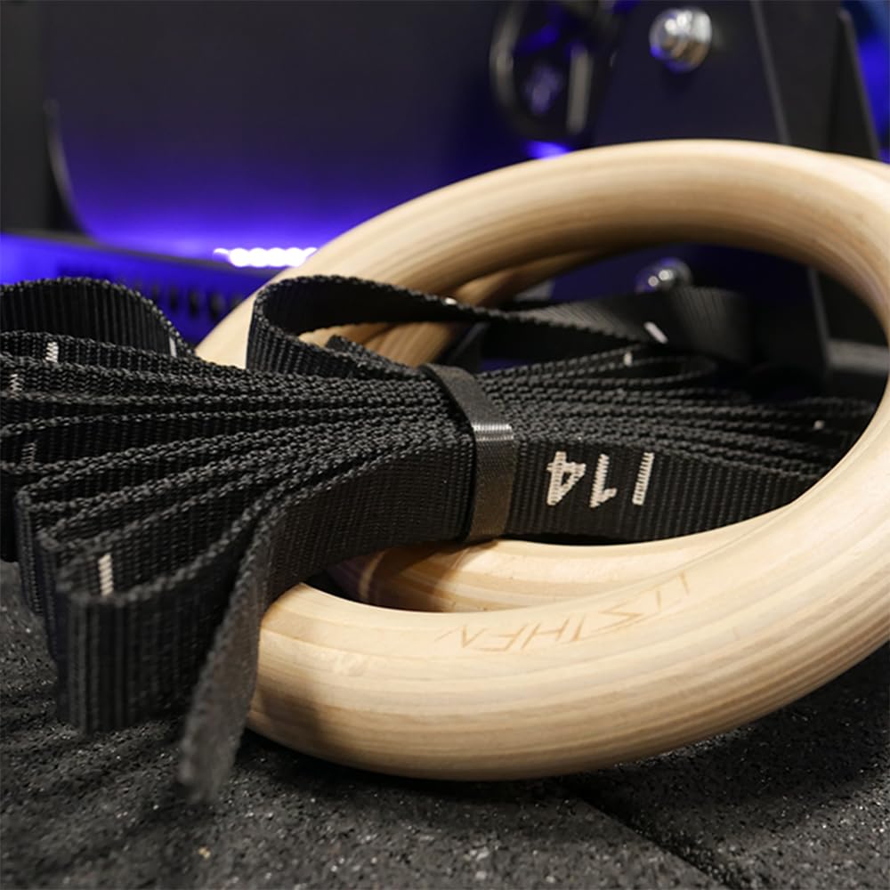 Anelli Ginnastica e Crossfit in Legno, Anelli Calisthenics per Suspension Training, Anelli Palestra e Casa, Trazioni Dips Pull up, Allenamento a Corpo Libero, Crossfit, Fitness, Aerobica