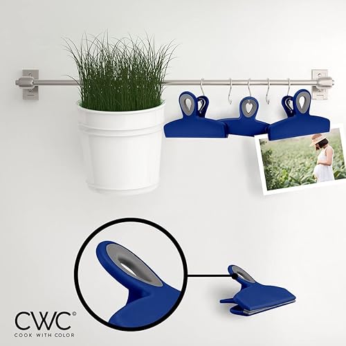 Miniatura 187 de COOK WITH COLOR Clips para bolsas – Clip de chip resistente y clips magnéticos para refrigerador para almacenamiento de alimentos con agarre Gris