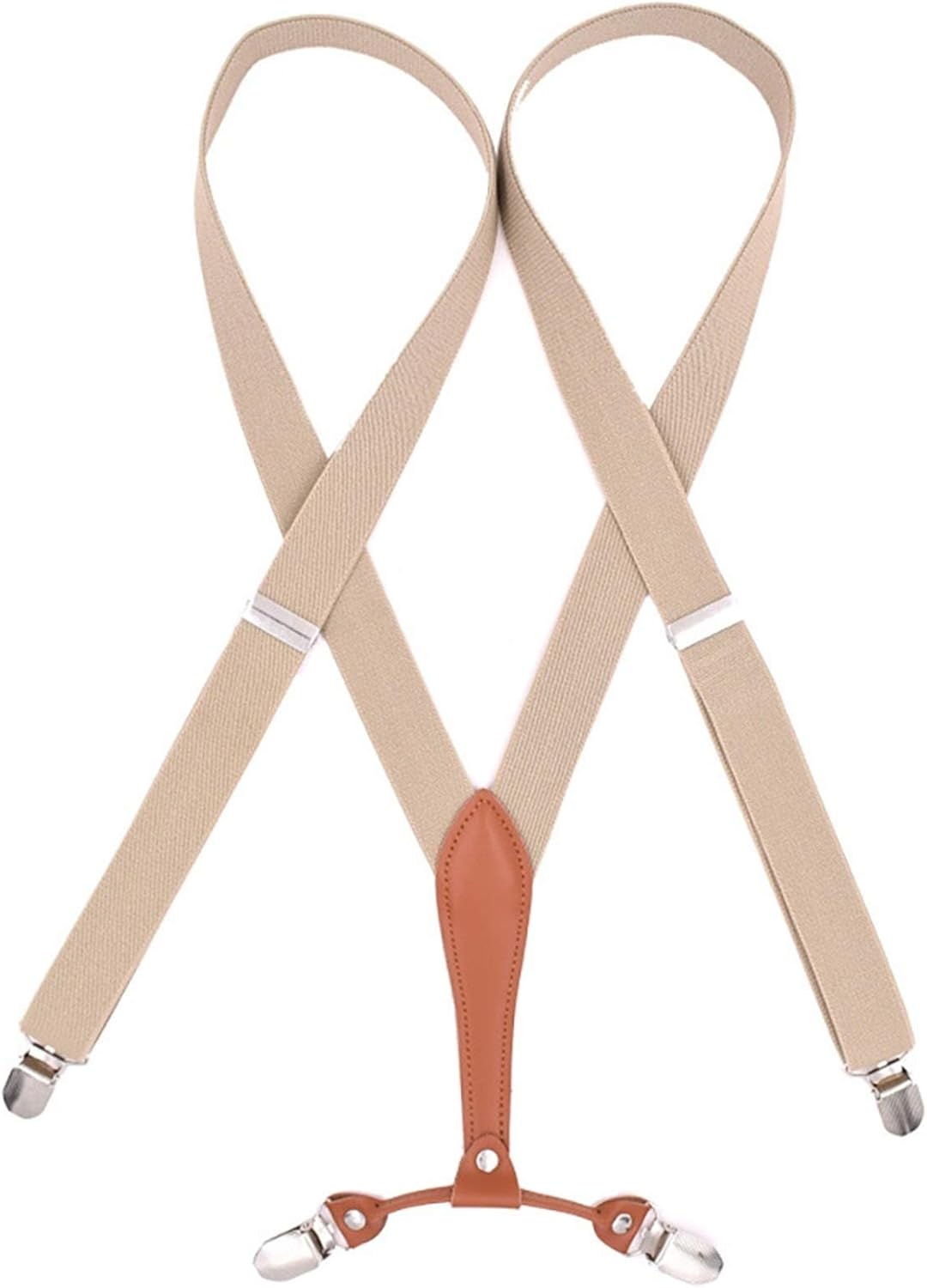 ファッションサスペンダーズアダルト女性のブレース4クリップxバックウェディングパーティーメンズサスペンダーブレース Color Beige