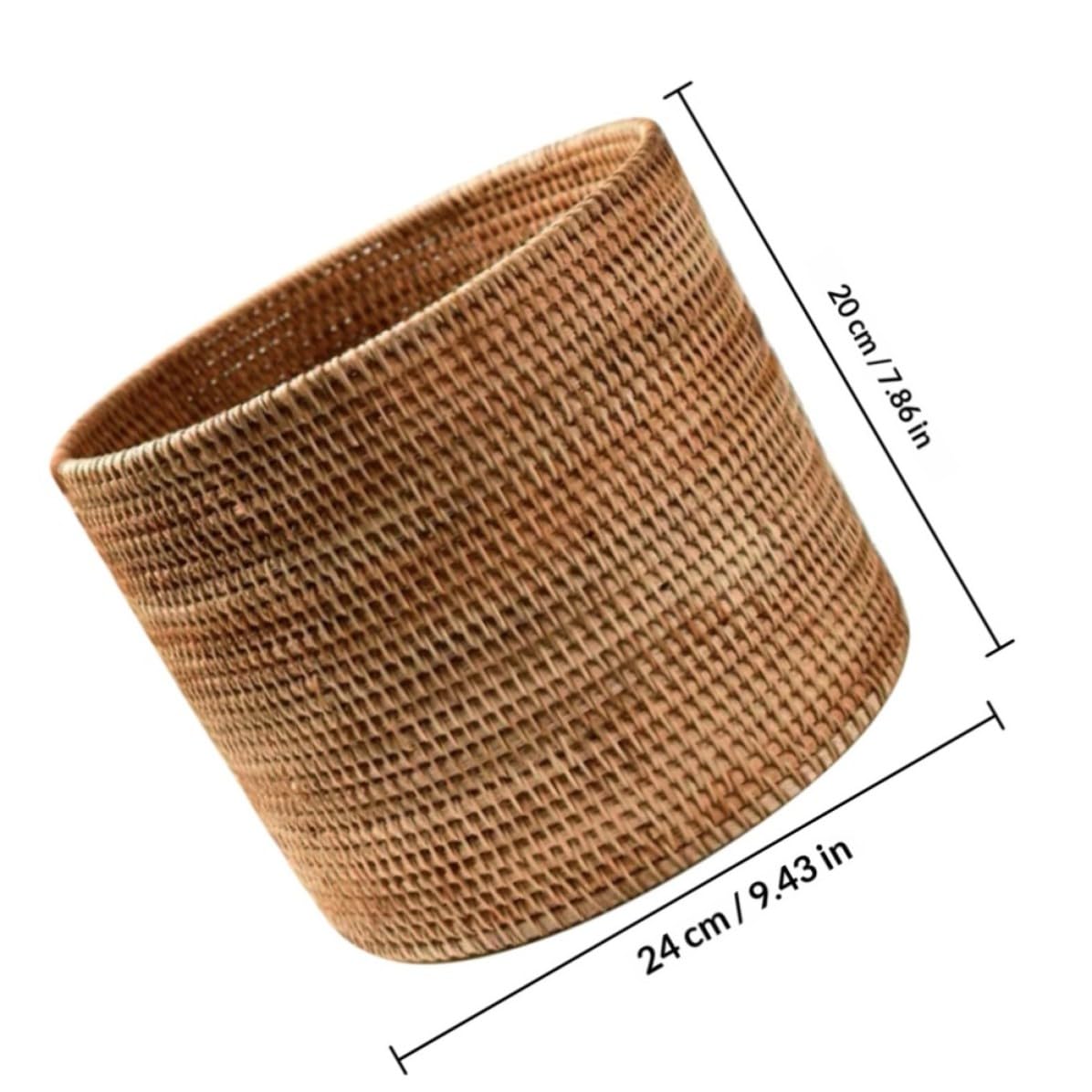 Runder Mülleimer aus Rattan, Braun, Extra Große Kapazität | Gewebter Korb für Gemüse und Snacks, Wiederverwendbar, für Outdoor Party und Picknick
