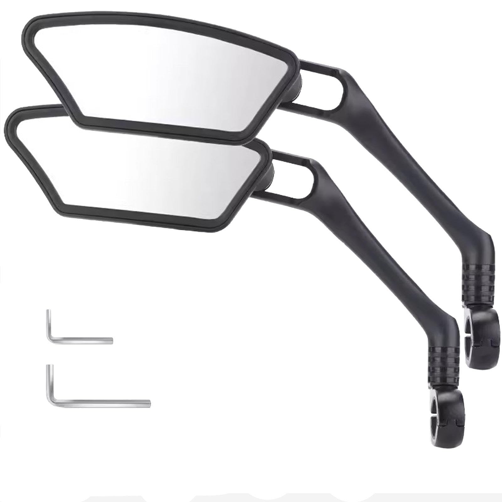 Lenker-Fahrradspiegel mit Stoßfester Edelstahllinse, HD-Fahrradrückspiegel Sicherheitsreflektor für Mountain Road Bike Ebike Scooter,2Pack(Left+Right)