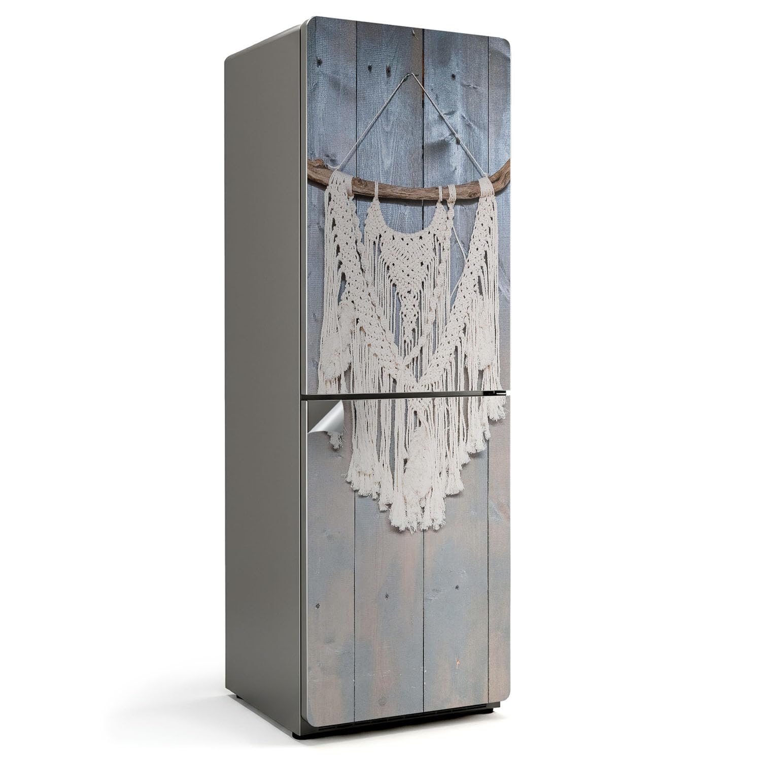 Sticker couvrant entièrement le frigo 60x180 cm lavable et anti-rayure motif macramé