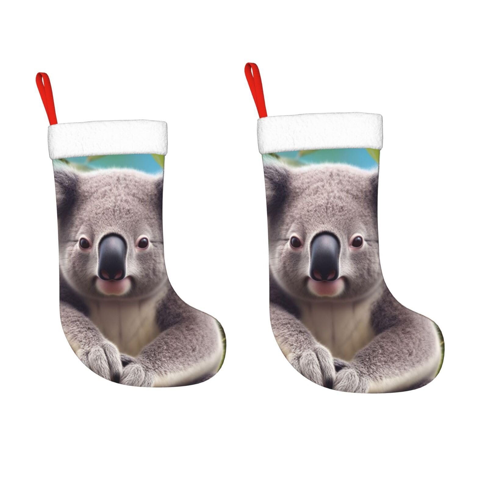 KLOPH 2 Pack 18 Inches Christmas Stockings Personalized Cute Koala Xmas Stocking Hanging Decoration Fireplace Stocking for Holiday Xmas Tree Christmas Fireplace Decor Gifts