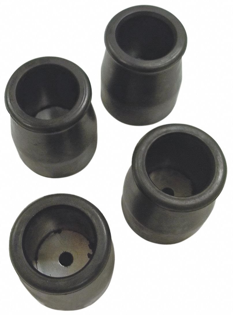 Cotterman GripTips™ rolling warehouse ladder rubber feet, crutch tip kit 1" tube set of 4, replacement feet or crutch tips for rolling ladders and stands.