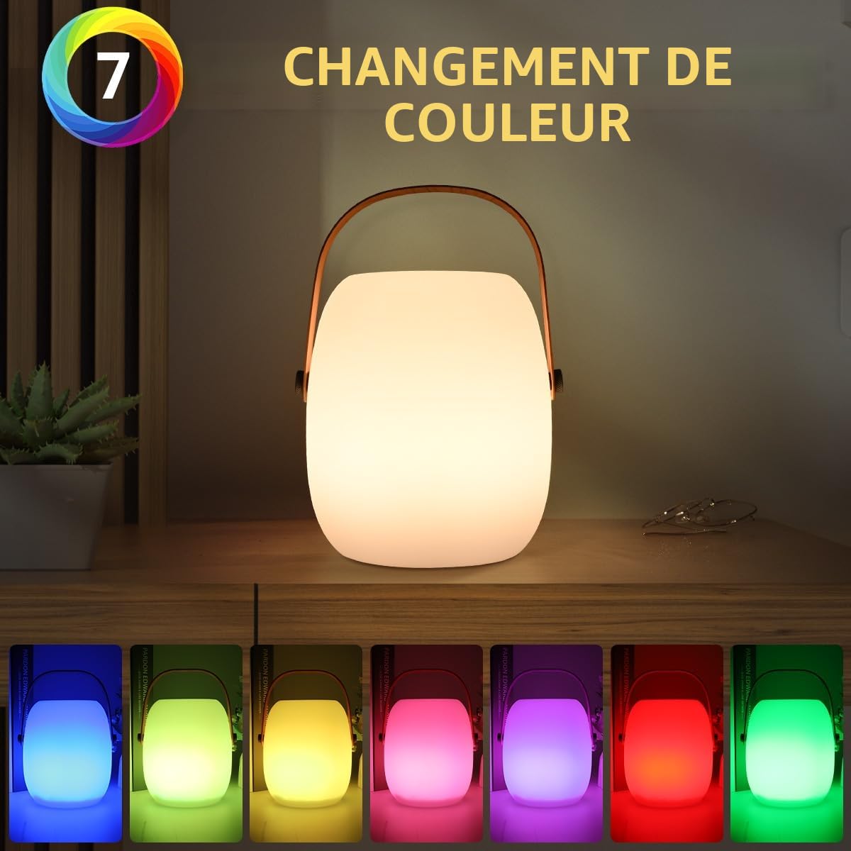 ZWOOS Lampe de Table Sans Fil Rechargeable, Portable LED RVB, pour Exterieur et Interieur avec Mode Scintillement de Bougie, Étanche IP54, avec Télécommande (Lampe)