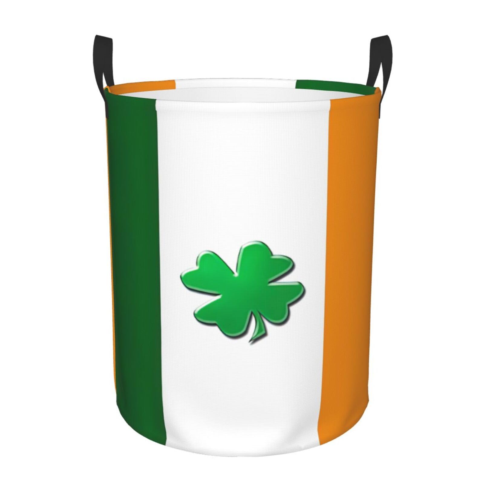 M Collapsible Round Irish Flag Print Laundry Hamper