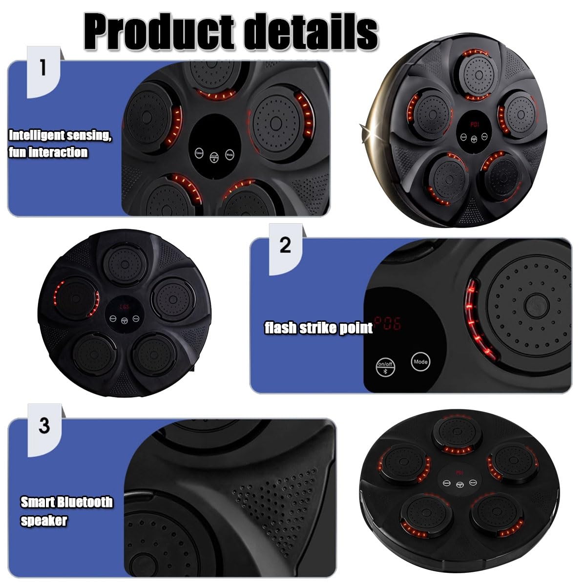 Inteligentna maszyna bokserska z muzyką Bluetooth, elektroniczna maszyna bokserska montowana na ścianie, inteligentna maszyna do treningu bokserskiego, inteligentna muzyka elektroniczna tarcza ścienna