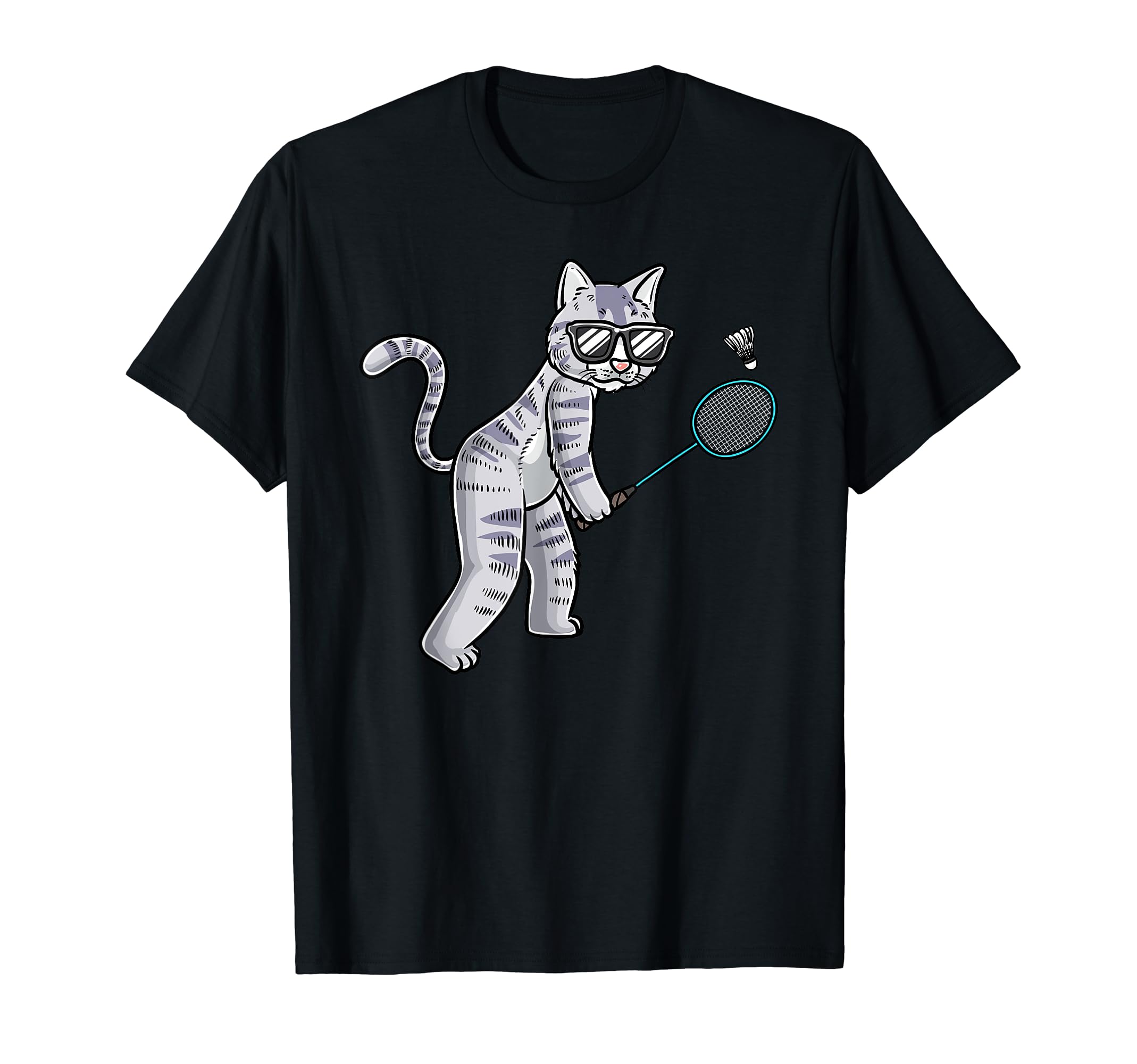 Amazon | 面白いバドミントン猫 Tシャツ | Tシャツ・カットソー 通販