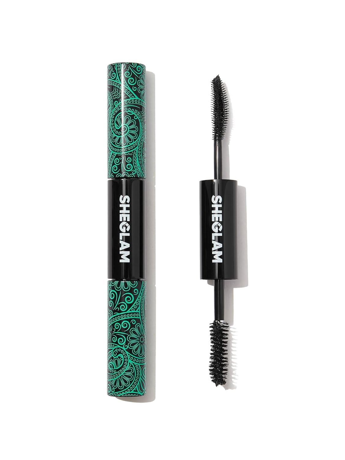 SHE-GLAM 2 In 1 Black Volume and Length Waterproof Mascara Long Lasting Dual-Ended Tubing Eye Makeup (PALE)