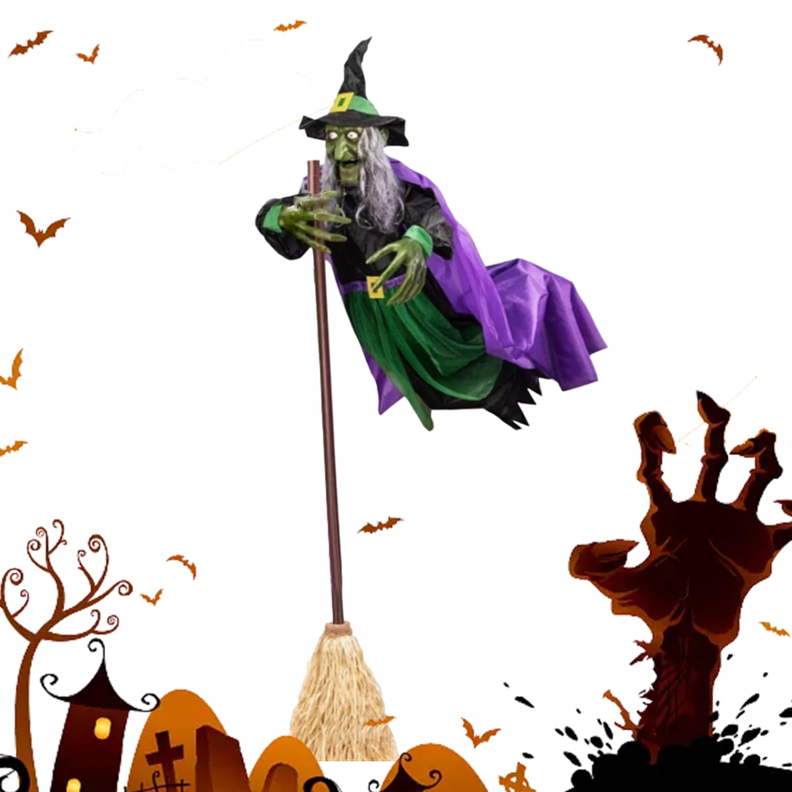 Amazon.co.jp: お化け屋敷の怖い魔女 - ほうきの空飛ぶ魔女の