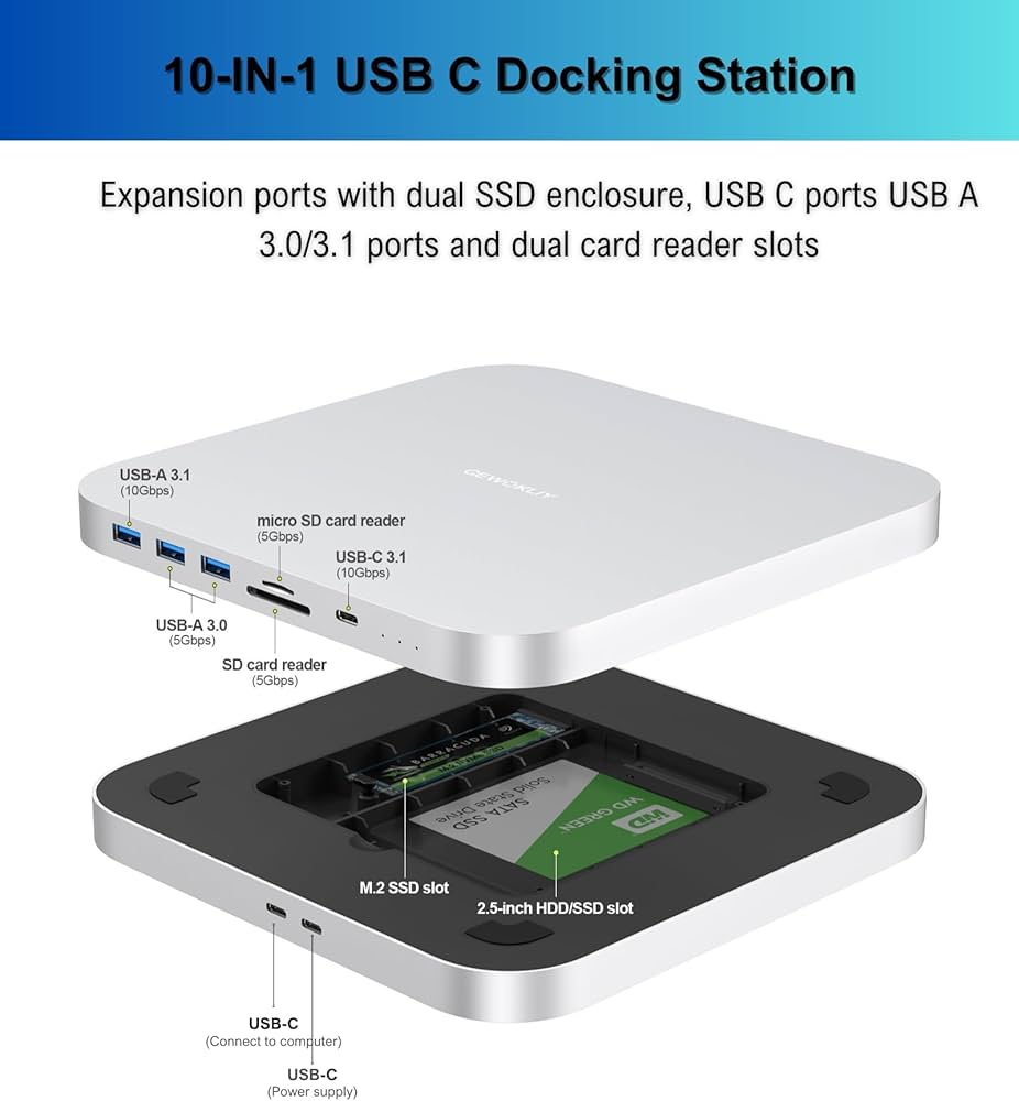 Mac mini M2 16GB/256GB + 2TB SSD&専用Dock Mac Mini Dock, Hub USB C com compartimento SSD duplo - Serve para