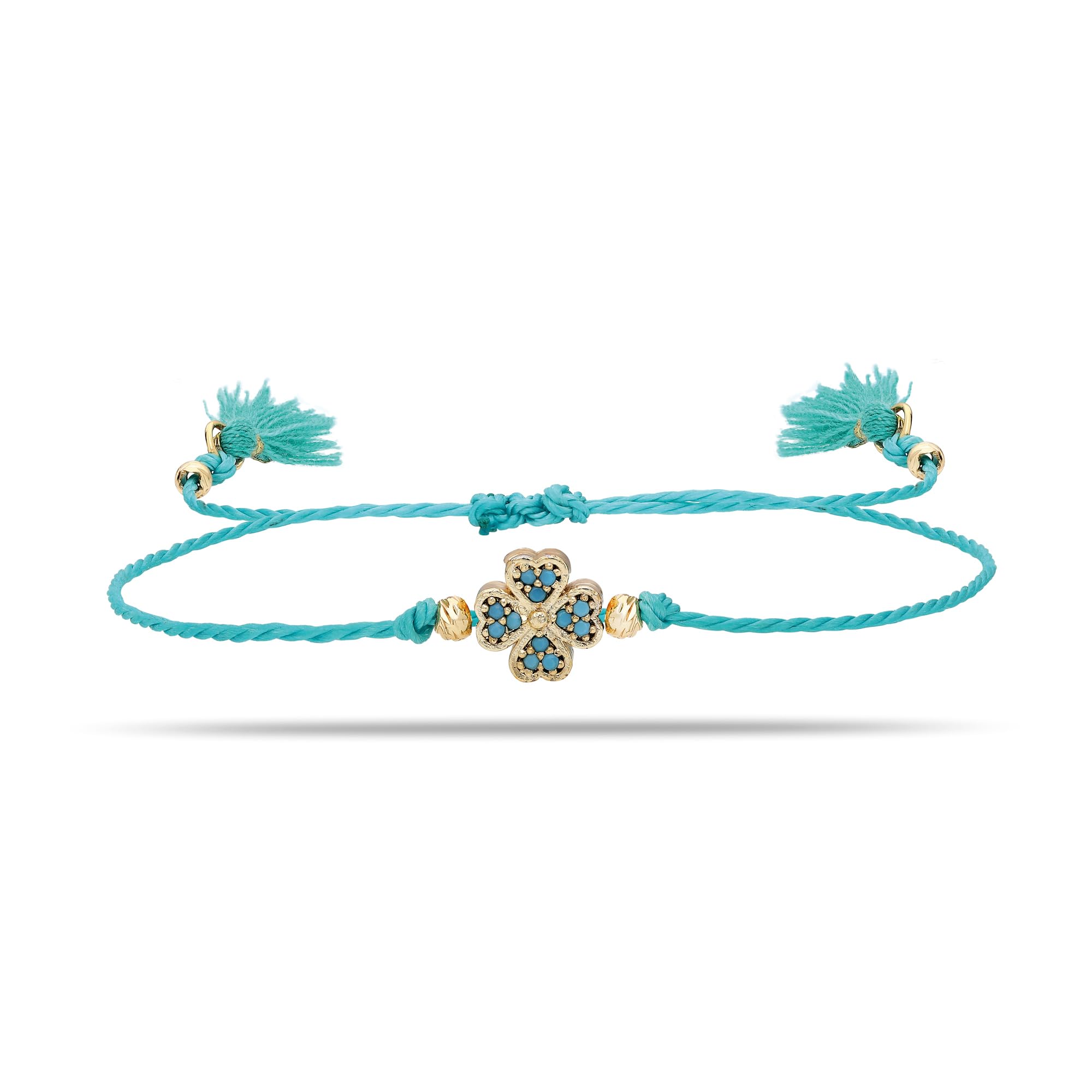 Lucky Charm String Bracelets for Women Chirldren and Men - Adjustable Black Turquoise and Red Thread Bracelets -