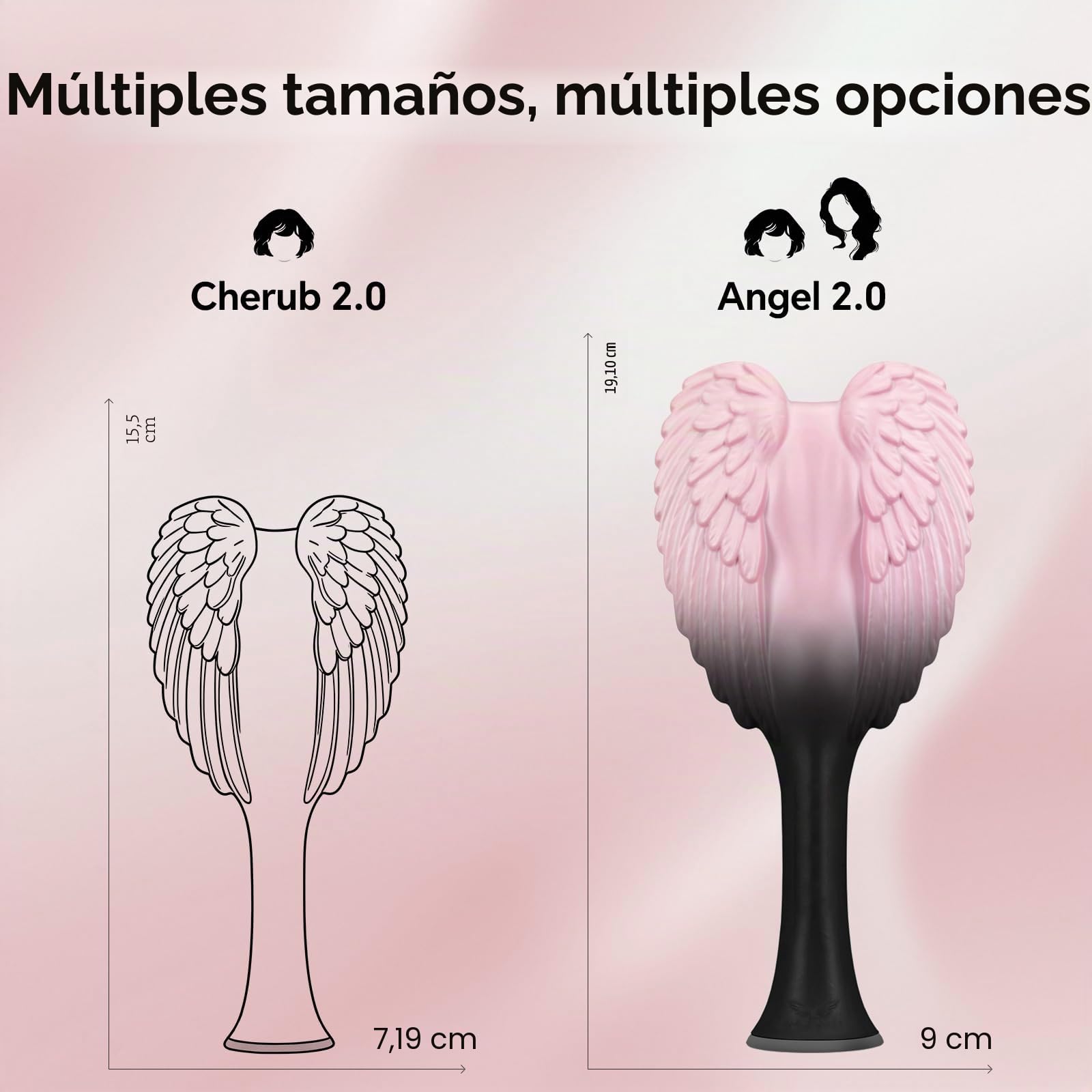 Tangle Angel Cepillo para desenredar el cabello para mujer, cepillo antiestático con alas de ángel para cabello húmedo y seco, cepillo desenredante de cerdas flexibles para cabello liso, ondulado y