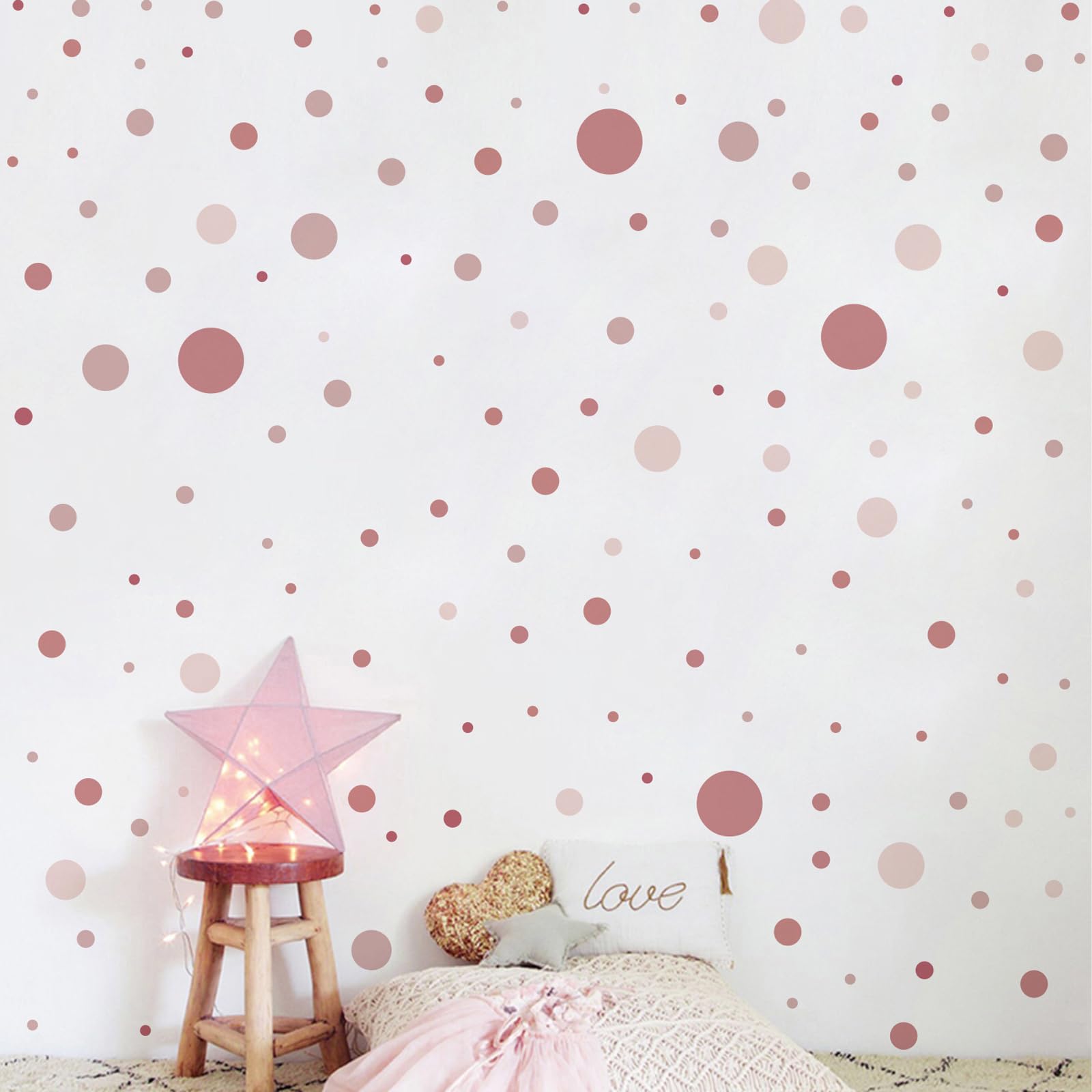 140 pegatinas de pared para habitación de los niños, habitación de bebé, puntos para pegar, pegatinas de pared, pegatinas de pared rosa pastel para niños, pegatinas de pared para niños, niñas, niños