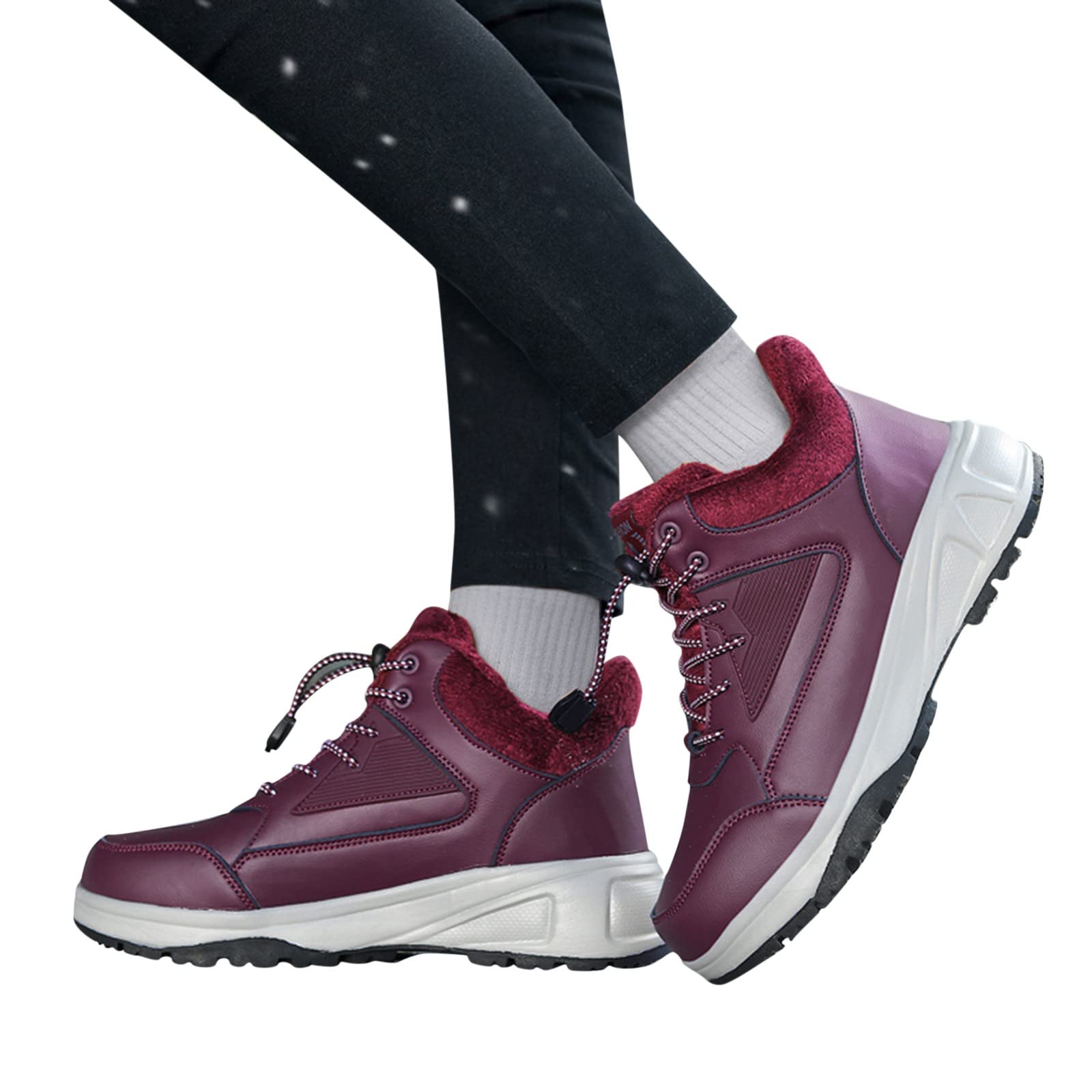 FGUUTYM Botines para mujer, color negro, algodón, botas de nieve, invierno, cálidas, botas de invierno, zapatos de invierno, zapatos deportivos, botas, antideslizantes, para tobillo, termostato,