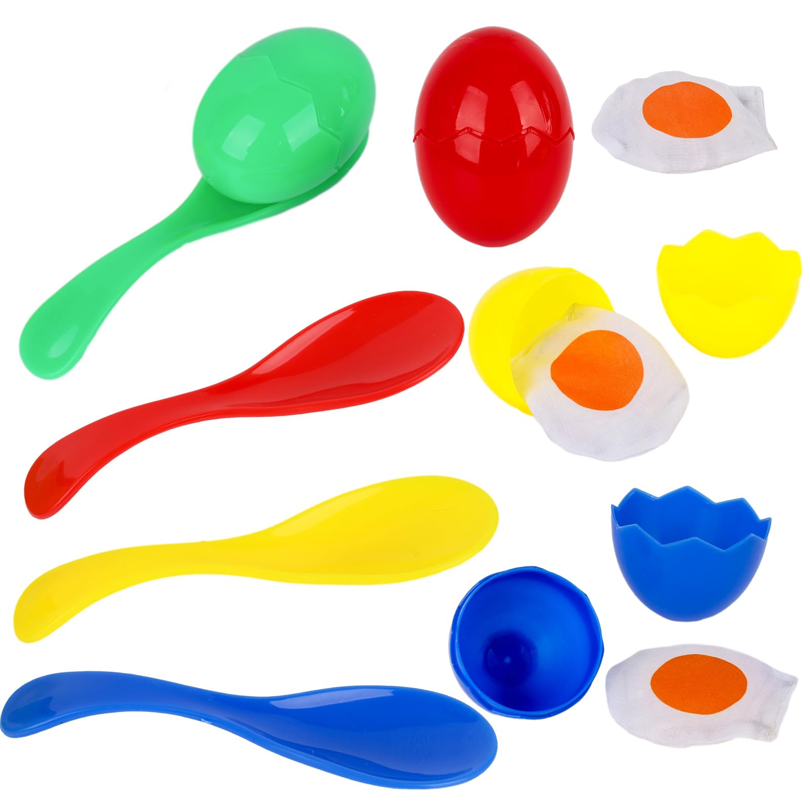 LovesTown Spoon Race Game Set, Egg Relay Race for Kids, with Yolk Outdoor Plastic Eggs Game Birthday Party Favors
