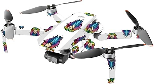 Miniatura 2 de MightySkins - Compatible con DJI Mini 2 Dron portátil  León arcoíris  Funda protectora de vinilo duradera y única  Fácil de aplicar, quitar y