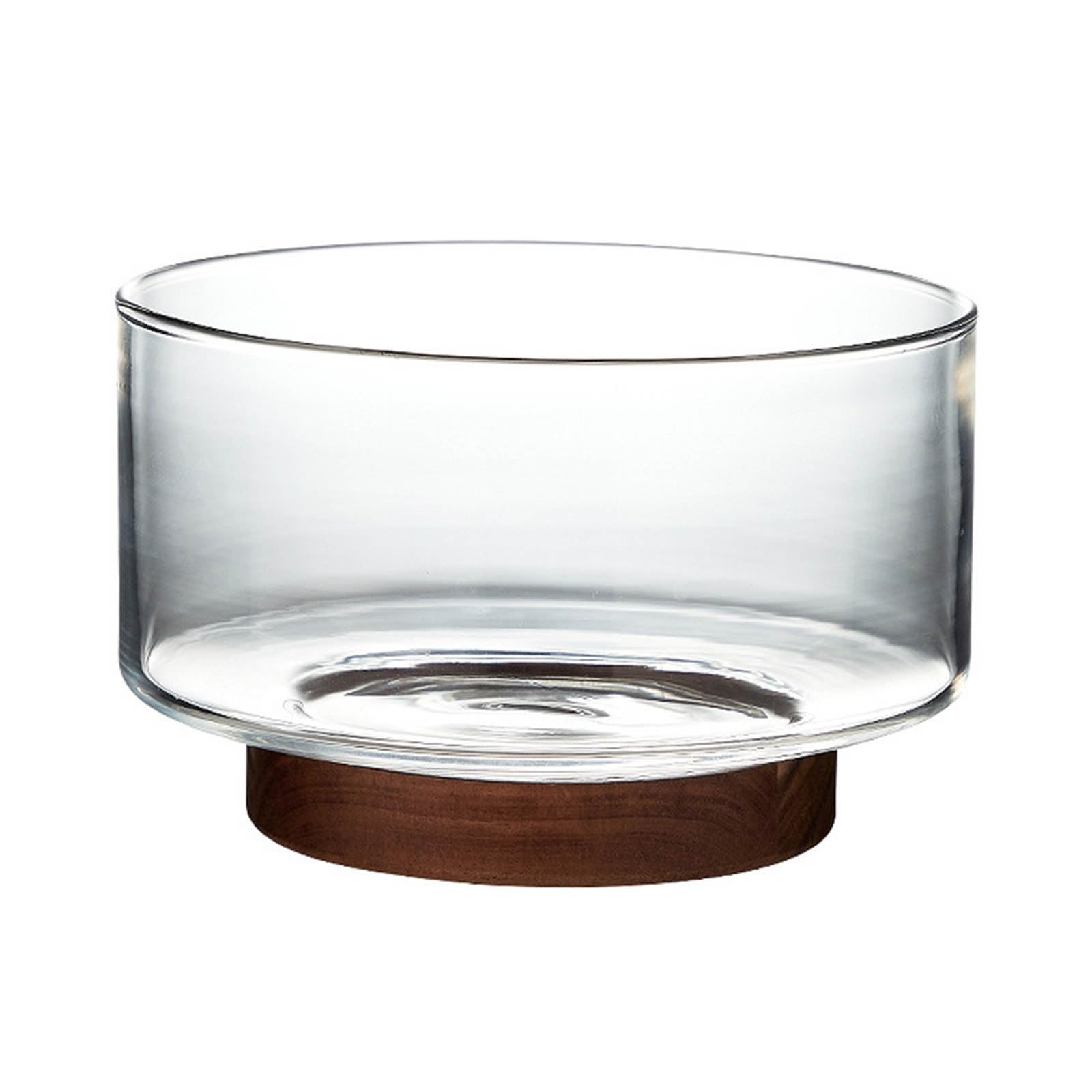 Vnook Glass bowl, glass salad bowl with wooden base, clear fruit bowl, dried fruit dessert plate, glass salad bowl, for snack, dessert, pasta household glass bowl(Clear,2700 ml)