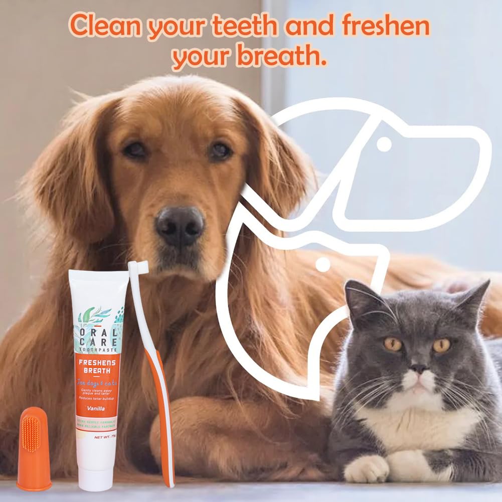 Pet Dental Care Set, Dog & Cat Toothbrush and Toothpaste, Finger Toothbrush, Teeth Cleaning Products - Image 4
