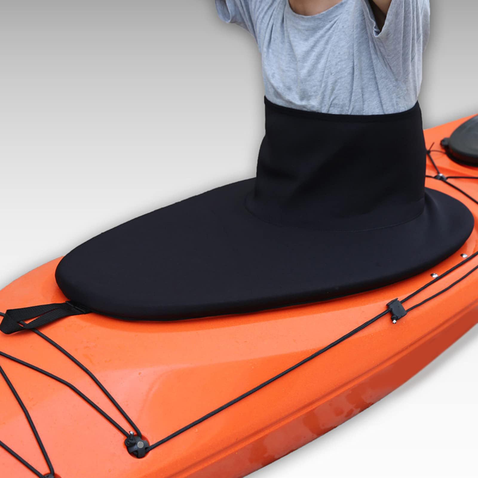 Protector antisalpicaduras ajustable de neopreno, cubierta impermeable para kayak y cabina de hasta 90 x 52 cm, cintura elástica, protección para raquetas de remo, accesorios para kayak