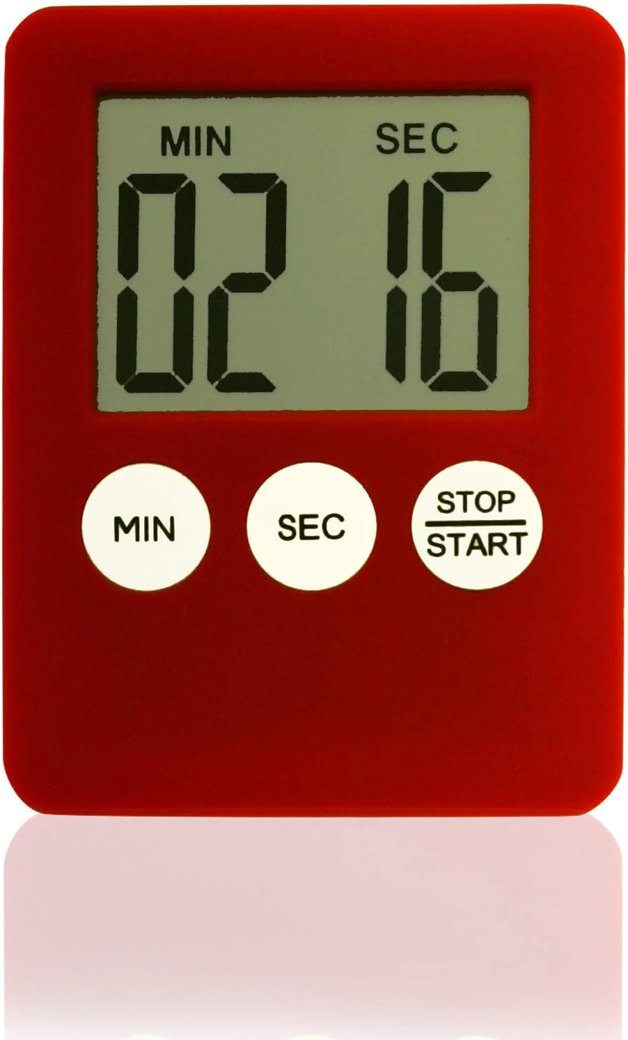 JSG Accessories Small Magnetic Kitchen  Timer  Digital Cooking  Timer  Countdown Large LCD Screen in Red