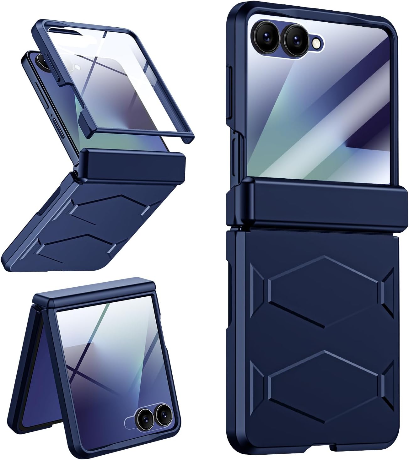 for Samsung-Galaxy Z-Flip-7 Armor Case: Full Body Protective Phone Case [Non-Slip Texture][Rugged Hinge Protection][Fast Wireless Charging] Durable Rugged case for Z Flip 7 5G(2025) Blue