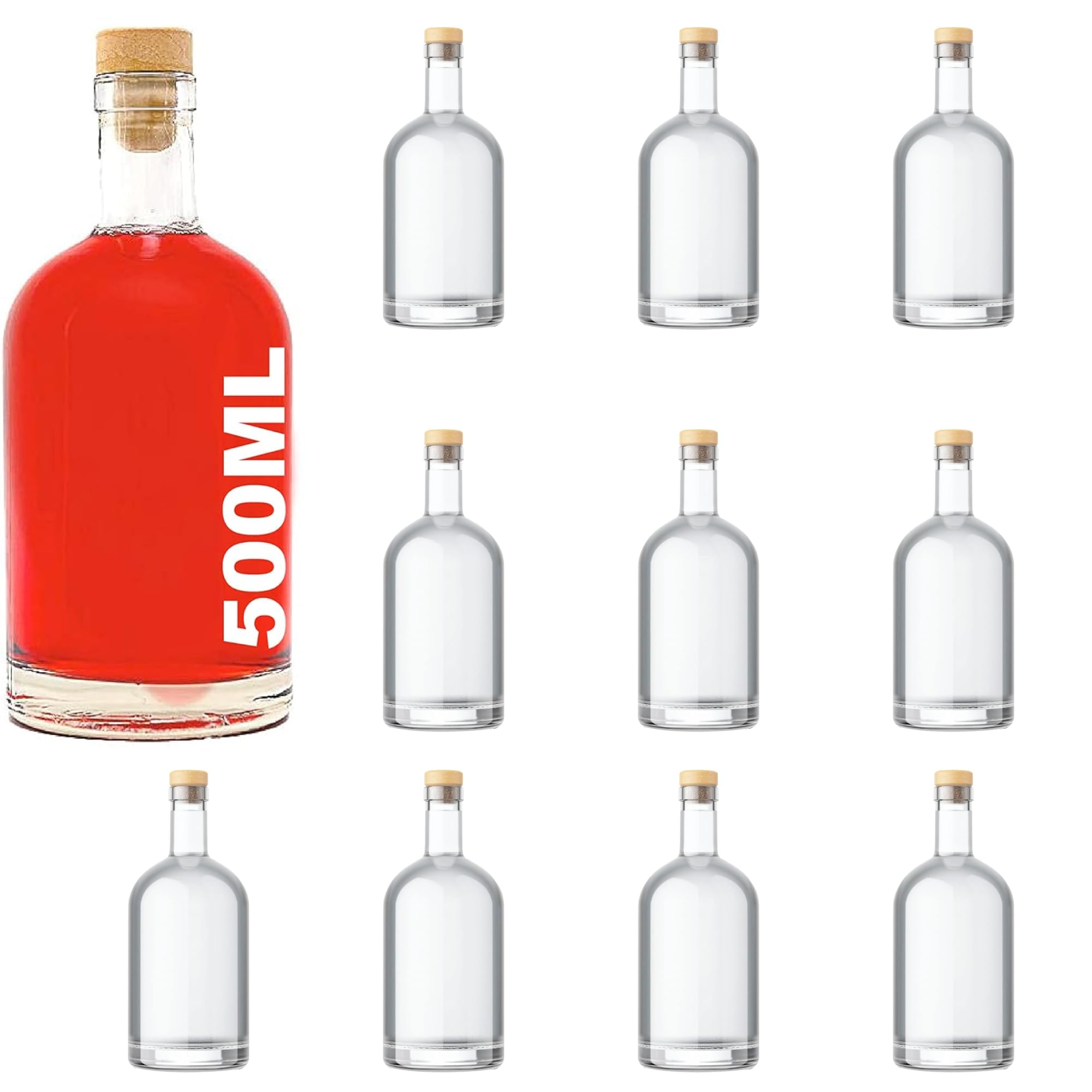 6 Bottiglie In Vetro Da 500ml Casavetro - Per Liquori, Oli, Aceti E Bevande, Lavabili - Foto 5