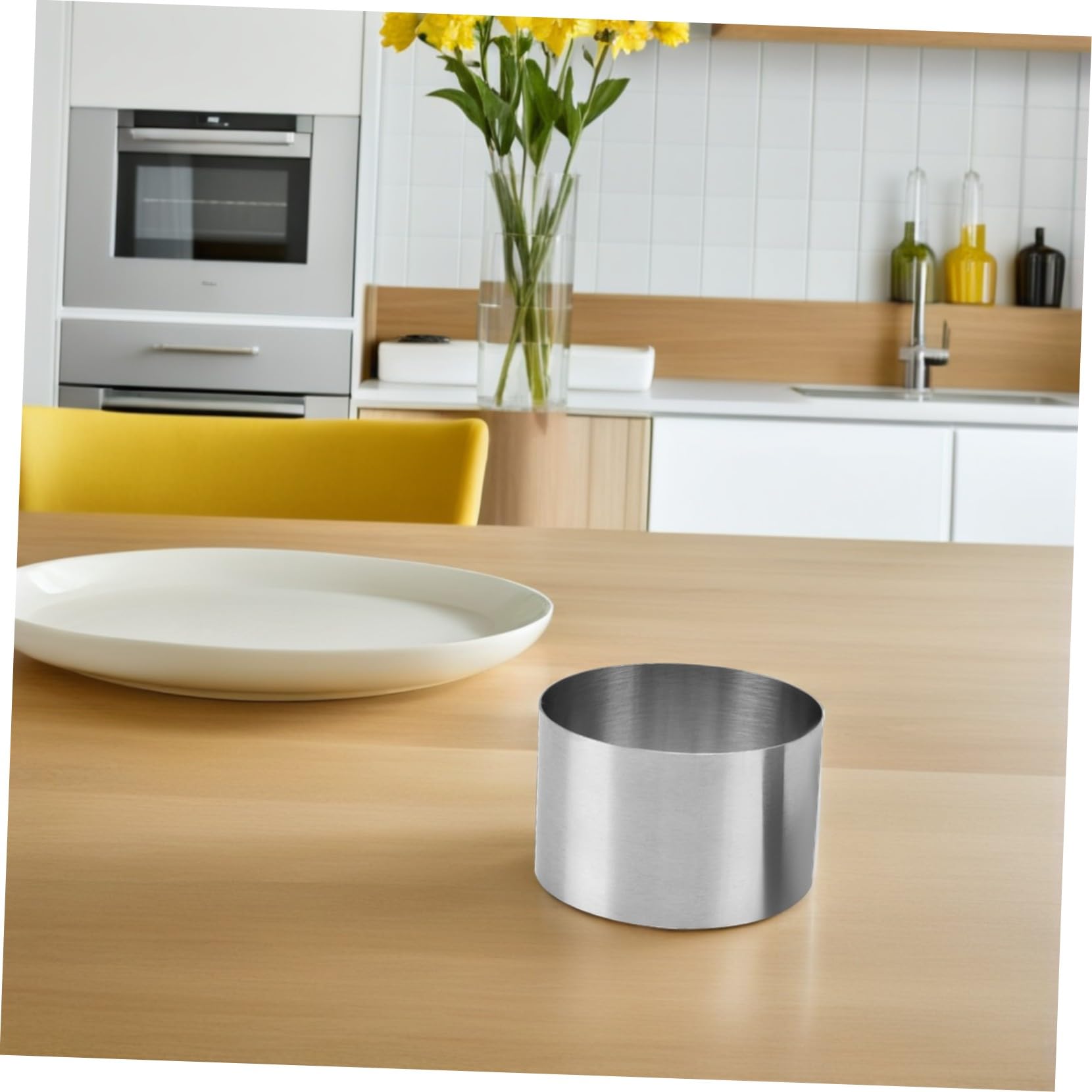 Juego de 8 Aros de Acero Inoxidable para Hornear Pasteles, Tartas y Mousse Diseño Redondo Bordes Lisos, Resistencia al Calor, Fácil Limpieza, Adecuado para Repostería Casera